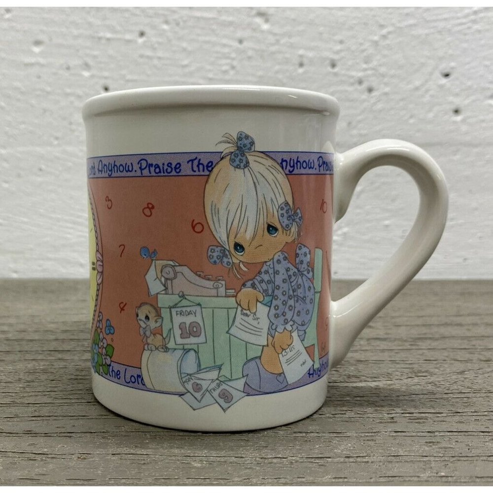 1997 Enesco Precious Moments ~ Praise The Lord Anyhow ~ Coffee Cup Mug